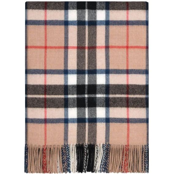 Thomson Camel Tartan Rug | Pure Lambswool Blanket