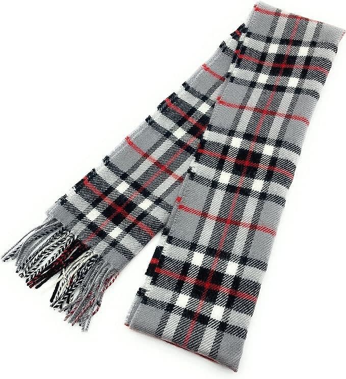Pure Lambswool Thomson Grey Tartan Scarf - Made in Scotland