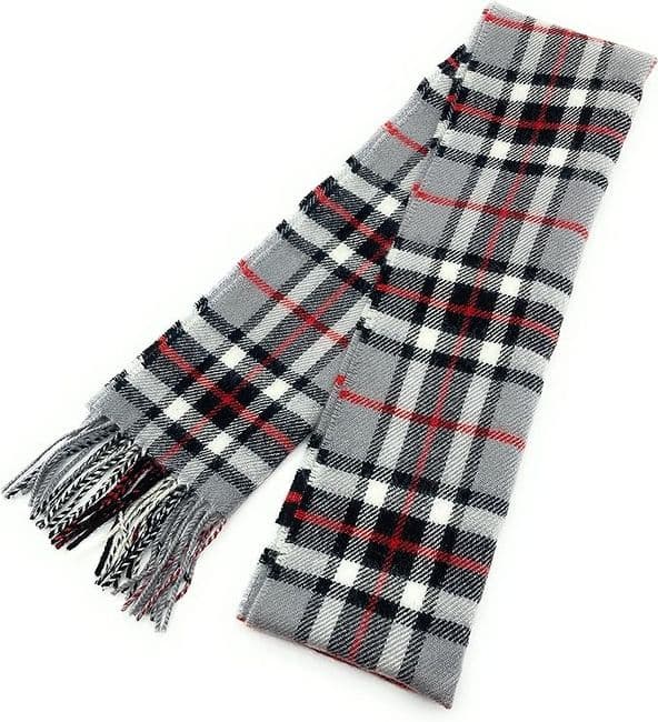 Pure Lambswool Thomson Grey Tartan Scarf - Made in Scotland