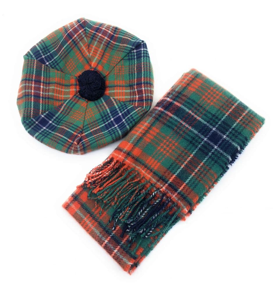 Pure Lambswool Wilson Ancient Tartan Tam & Scarf Set - Made in Scotland