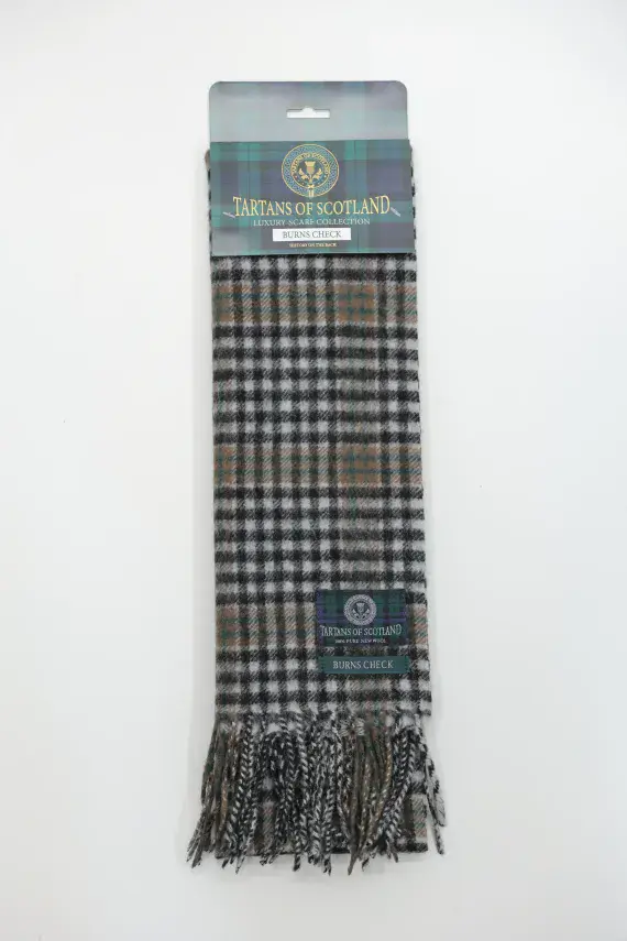 Pure Wool Burns Check Tartan Scarf