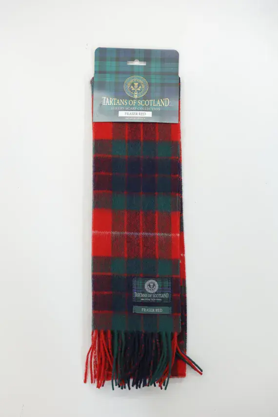 Pure Wool Fraser Red Tartan Scarf