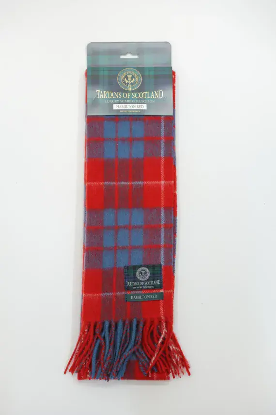 Pure Wool Hamilton Red Tartan Scarf