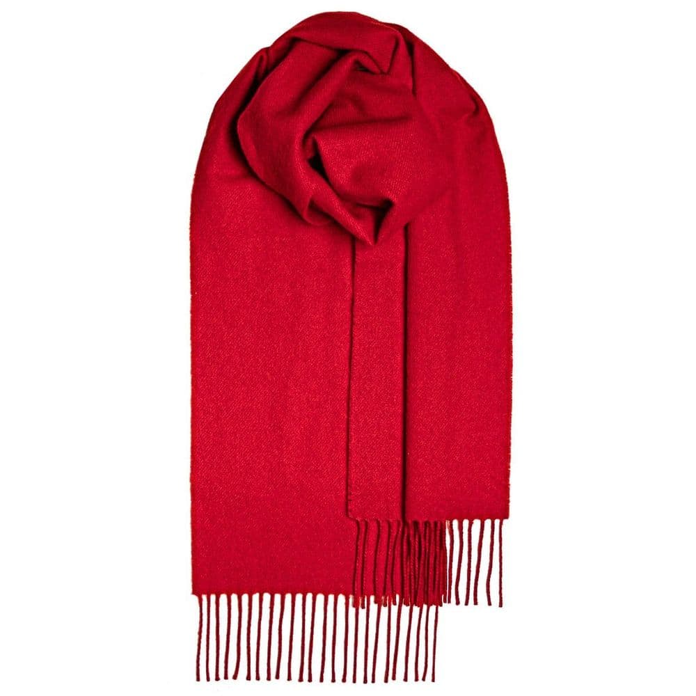 Red Plain Coloured Pure Lambswool Scarf - Made in Scotland
