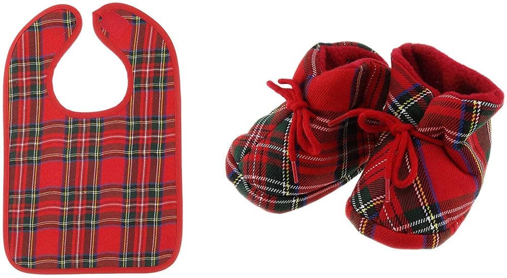 Royal Stewart Tartan Baby Bib & Bootees Set