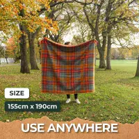 Royal Stewart Tartan Wool Blend Throw Travel Blanket 155cm x 190cm