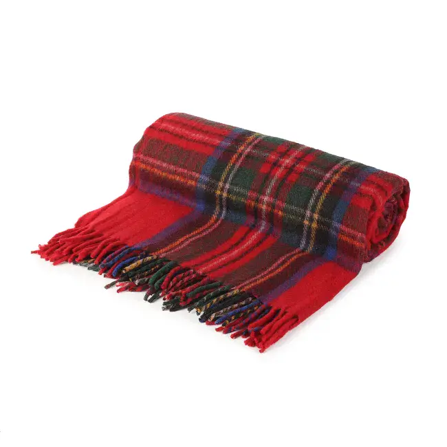 Royal Stewart Tartan Wool Blend Throw Travel Blanket 155cm x 190cm