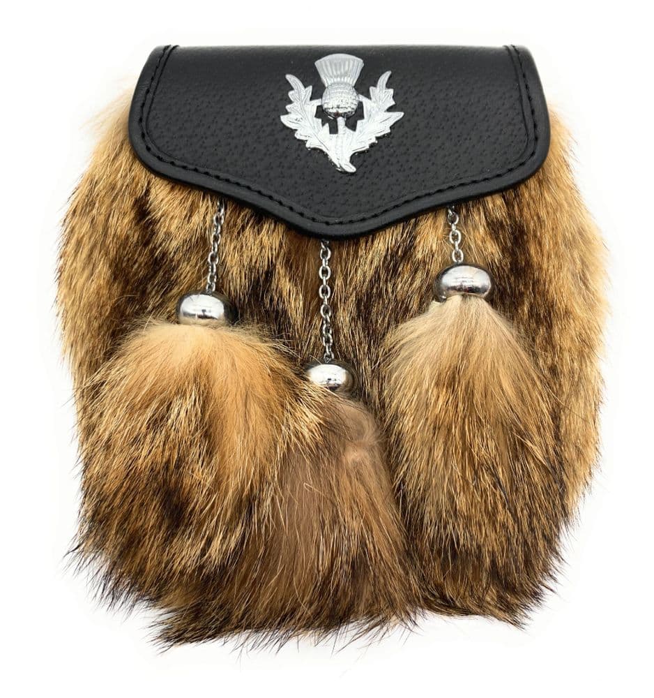 Scottish Traditional Semi-Dress Stunning Thistle Design Kilt Sporran & Chain Belt