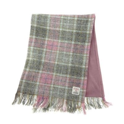 Soft Pink Buchanan Tartan Harris Tweed Scarf