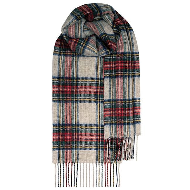 Stewart Dress Grey Pure Lambswool Unisex Scarf - Made in Scotland