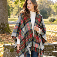 Stewart Dress Silver Tartan Lambswool Serape Cape – Made in Scotland | Pure Wool Tartan Shawl