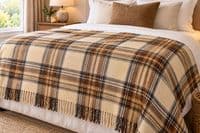 Stewart Natural  Dress Tartan Wool Blanket