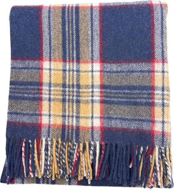 Stewart Navy Tartan Wool Blanket