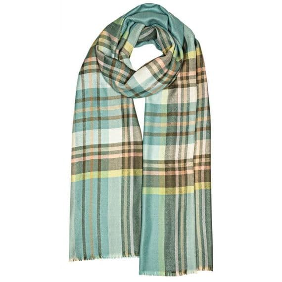Stewart Opal Check Tartan Luxury Scarf - Made in Scotland
