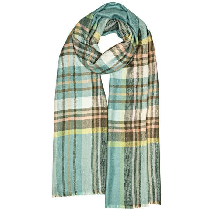 Stewart Opal Check Tartan Luxury Scarf - Made in Scotland