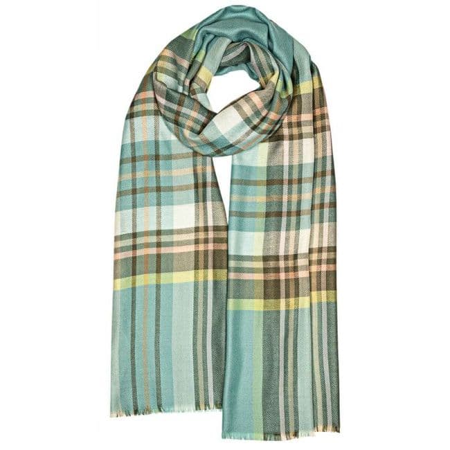 Stewart Opal Check Tartan Luxury Scarf - Made in Scotland