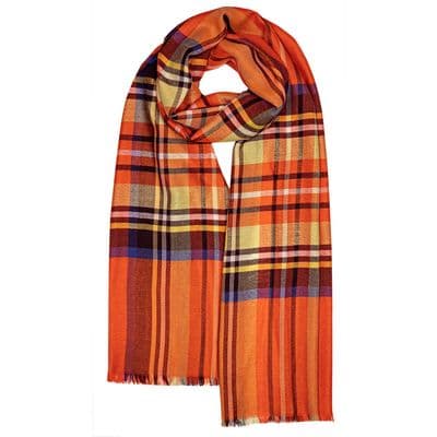 Stewart Ruby Check Luxury - Made in Scotland Tartan Scarf