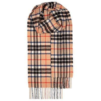 Thomson Camel Modern Tartan Pure Lambswool Unisex Scarf