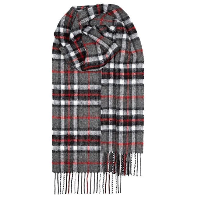Thomson Grey Tartan Pure Lambswool  Unisex Scarf - Made in Scotland
