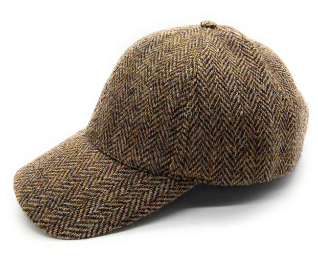 Unisex Brown Herringbone Harris Tweed Adjustable Baseball Cap