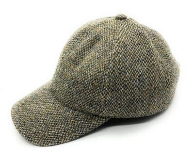 Unisex Green Fleck Harris Tweed Adjustable Baseball Cap