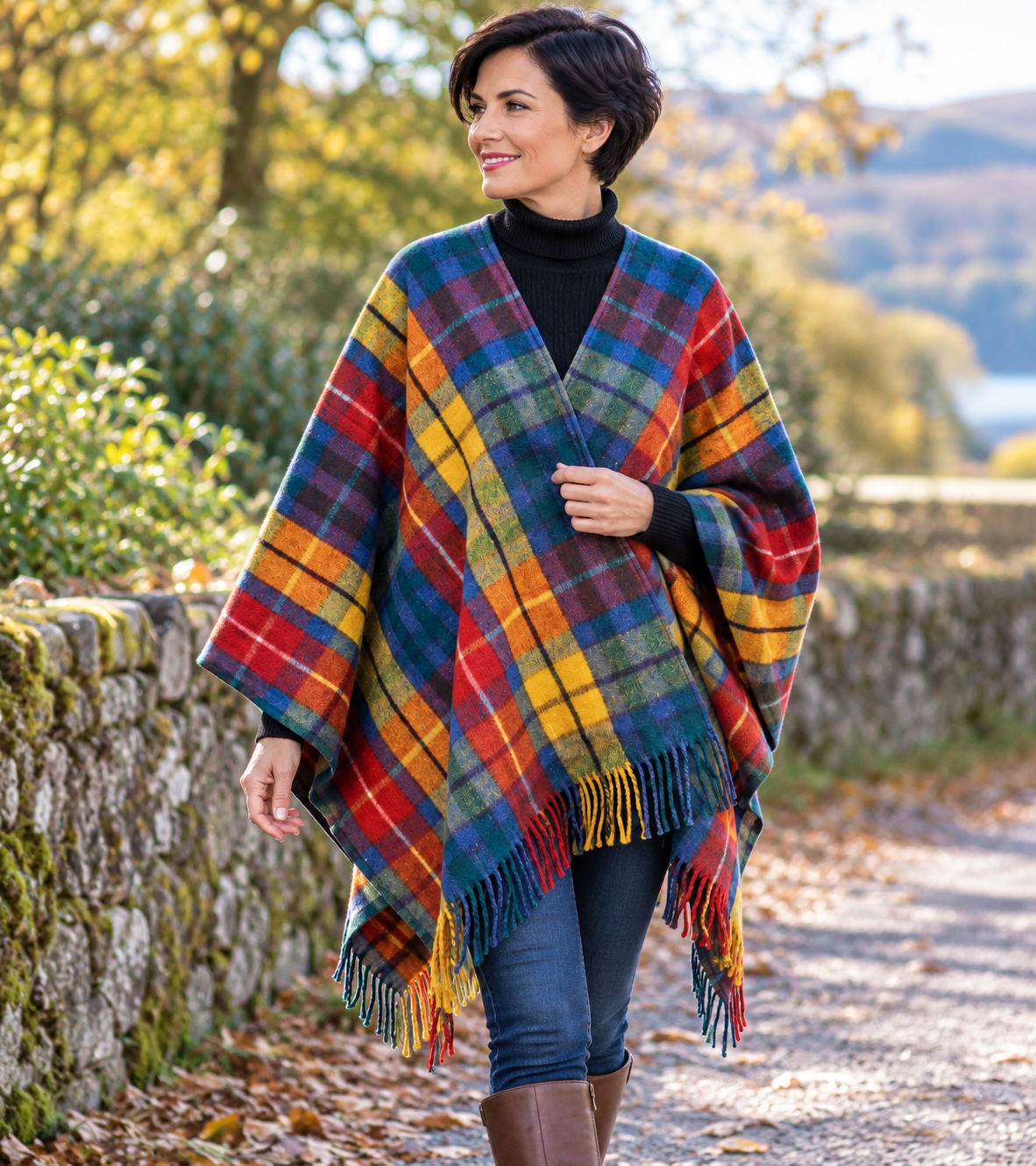 Women's Buchanan Antique Tartan Wool Cape – Made in Scotland