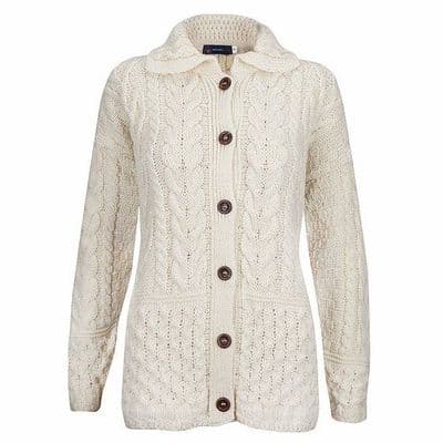 Womens Wool Aran Cardigan
