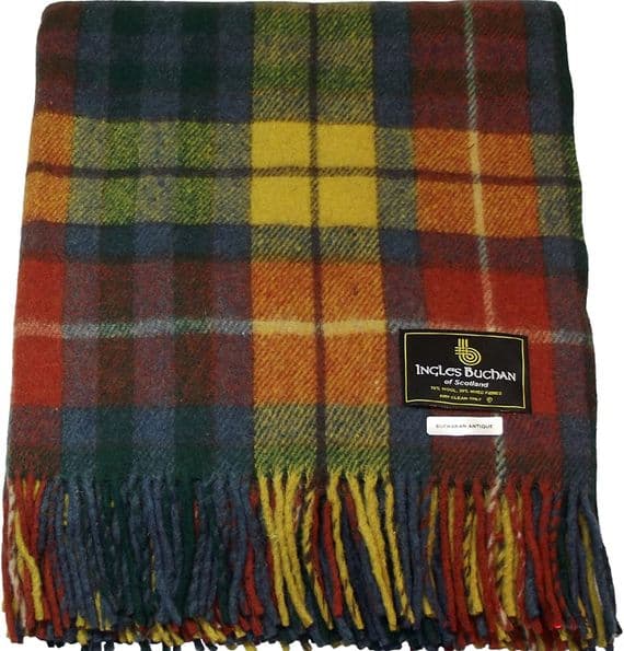 Wool Blend Buchanan Antique Tartan Travel Blanket/Rug By Ingles Buchan of Scotland