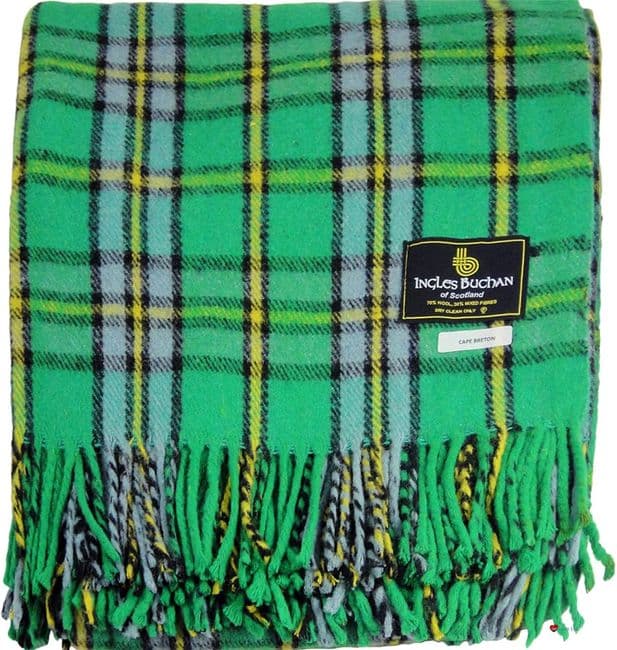 Wool Blend Cape Breton Tartan Travel Blanket/Rug By Ingles Buchan of Scotland