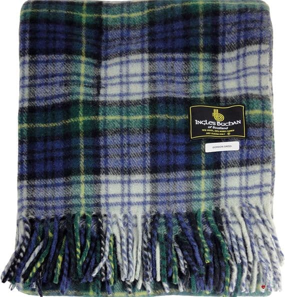 Wool Blend Gordon Dress Tartan Travel Blanket/Rug By Ingles Buchan of Scotland
