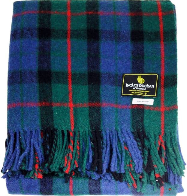Wool Blend Gunn Modern Tartan Travel Blanket/Rug By Ingles Buchan of Scotland