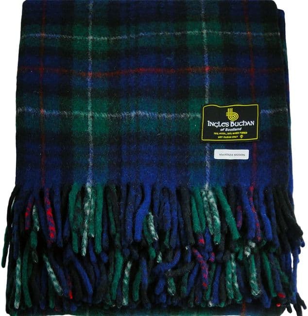 Wool Blend MacKenzie Tartan Travel Blanket/Rug By Ingles Buchan of Scotland