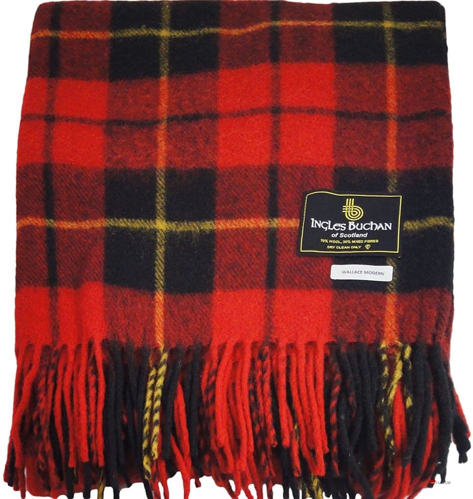 Wool Blend Wallace Tartan Travel Blanket/Rug By Ingles Buchan of Scotland