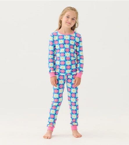 Hatley Girls Checkered Daisies Cotton Pyjama Set Hatley girls