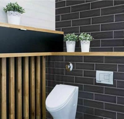 Aria Black Ceramic Gloss Kitchen/Bathroom wall tile 300 x 100 x 1m2