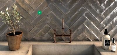 Bali Grey Gloss Ceramic Kitchen/Bathroom Wall Tile 300 x 75 x 1m2