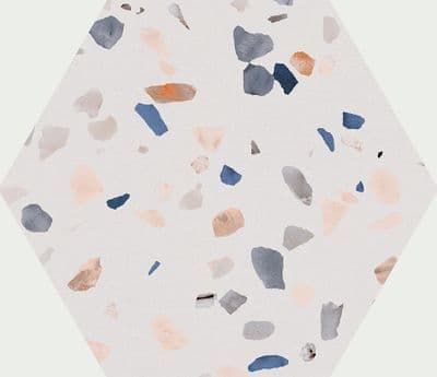 Doria Hexagon terrazzo effect porcelain tile 258mm x 290mm x 1m2