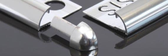 Genesis Rounded Tile Trim Aluminium Bright or Brushed Silver Corner Piece x 1