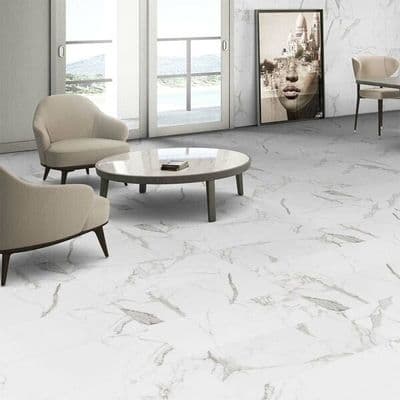 Palatina Matt Marble Effect Porcelain Wall/Floor Tile 605 x 605x8mm x 3 = 1.1m2