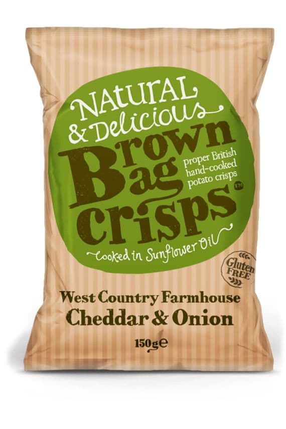 Brown Bag Crisps Sharing Bags West Country Farmhouse Cheddar & Onion 10 x 150g