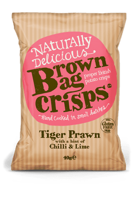 Brown Bag Crisps Tiger Prawn With A Hint Of Chilli & Lime 20 x 40g