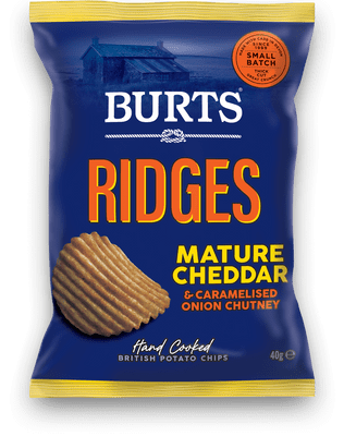 Burts Crisps Ridges Mature Cheddar & Caramelised Onion Chutney 20 x 40g