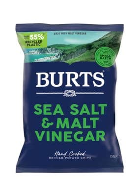 Burts Crisps Sharing Bags Sea Salt & Malt Vinegar 10 x 150g Dated 09/03/26