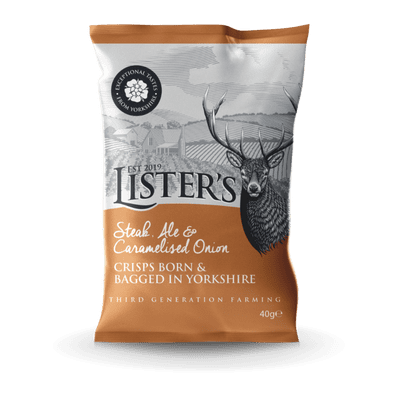 Lister's Crisps Steak Ale & Caramelised Onion 25 x 40g