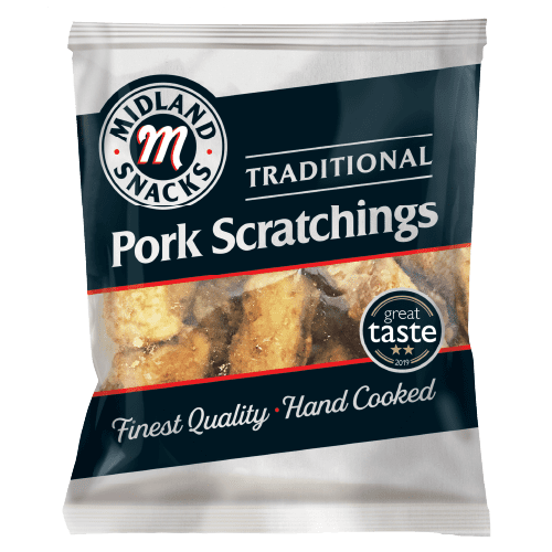 Midland Snacks Pork Scratchings 12 x 40g Carded