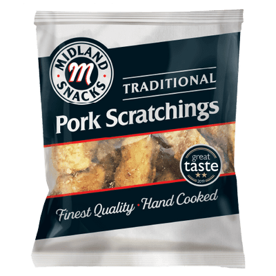Midland Snacks Traditional Pork Scratchings Carded 12 x 40g