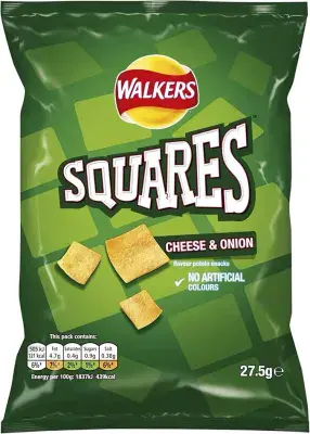 Walkers Squares Cheese & Onion 32 x 27.5g