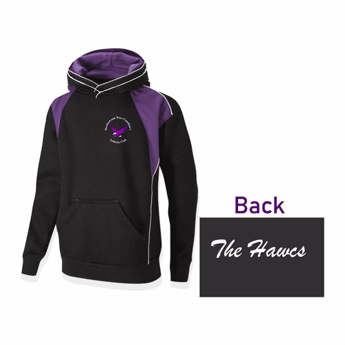 Hawcs Athletics Club Premium Hoodie Unisex Fit Black & Purple - Junior
