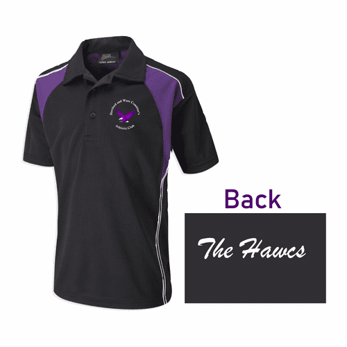 Hawcs Athletics Club Premium Polo Shirt Unisex Fit Black & Purple - Senior