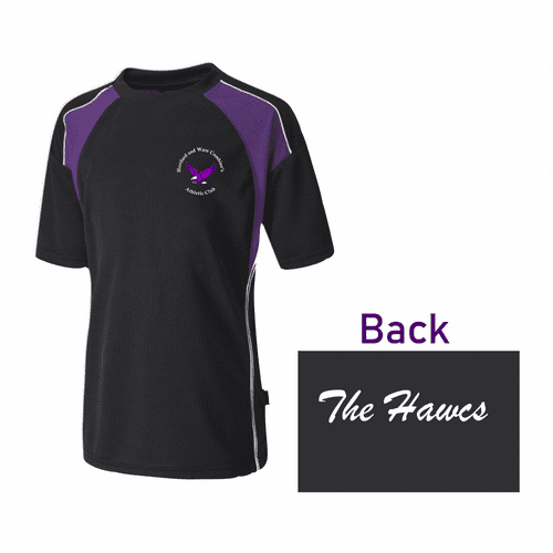 Hawcs Athletics Club Premium T-Shirt Unisex Fit Black & Purple - Senior